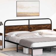 Резервна табла за легло, опушен дъб, 190 см, стомана и инженерно дърво