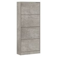 Шкаф за обувки, бетонно сив, 63x24x147 см, инженерно дърво