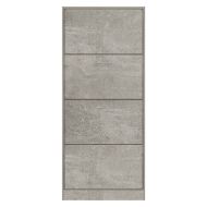 Шкаф за обувки, бетонно сив, 63x24x147 см, инженерно дърво
