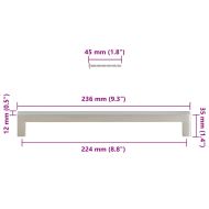 Дръжки за шкафове, 5 бр, сребристи, 224 мм, неръждаема стомана