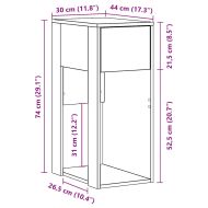 Стойка за компютърна кула с чекмедже бетонно сив 30x44x74 см