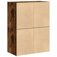 Шкафове с 2чекмеджета 2бр опушен дъб 60x31x40см инженерно дърво