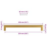 Дръжки за шкафове, 5 бр, златисти, 224 мм, неръждаема стомана