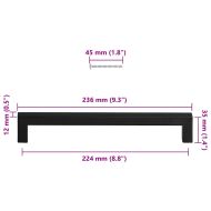 Дръжки за шкафове, 5 бр, черни, 224 мм, неръждаема стомана