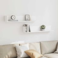 Стенни рафтове, 2 бр, бели, 100x16,5x16,5 см, инженерно дърво