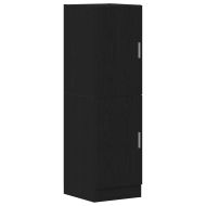 Комплект кухненски шкафове от 3 части, черен, инженерно дърво