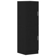 Комплект кухненски шкафове от 2 части, черен, инженерно дърво