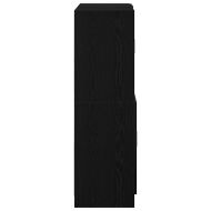 Комплект кухненски шкафове от 2 части, черен, инженерно дърво