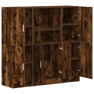 Комплект кухненски шкафове 3 части опушен дъб инженерно дърво