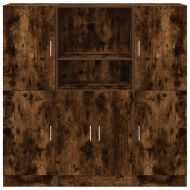 Комплект кухненски шкафове 3 части опушен дъб инженерно дърво