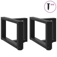 Крака за масичка за кафе, Т-образни, 2 бр., черни, 40x25x(30-31) см, стомана