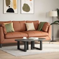 Крака за масичка за кафе, Т-образни, 2 бр., черни, 50x25x(30-31) см, стомана