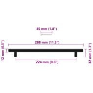 Дръжки за шкафове, 5 бр, черни, 224 мм, неръждаема стомана