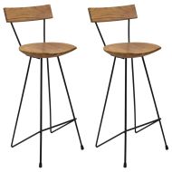 Бар табуретки, 2 бр, тиково дърво масив
