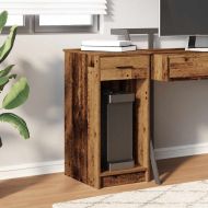 Стойка за компютърна кула с чекмедже старо дърво 35x45x77 см