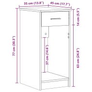 Стойка за компютърна кула с чекмедже старо дърво 35x45x77 см