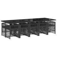 Градински комплект с възглавници 11 части полиратан черен