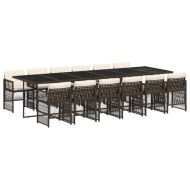 Външен трапезен комплект 13 части с възглавници кафяв полиратан