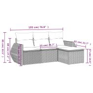 Градински комплект с възглавници, 4 части, кафяв, полиратан
