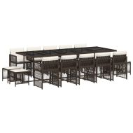 Градински комплект с възглавници 15 части кафяв полиратан