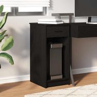 Стойка за компютърна кула с чекмедже черно 35x45x77 см