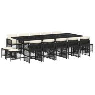 Градински комплект с възглавници 15 части полиратан черен