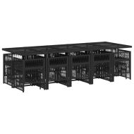 Градински комплект с възглавници 15 части полиратан черен