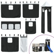 Завеси за високо детско легло с кула, бяло и черно, полиестер