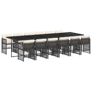 Външен трапезен комплект 13 части с възглавници черен полиратан