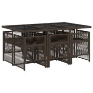 Градински трапезен комплект възглавници 7 части кафяв полиратан