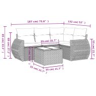 Градински комплект с възглавници, 5 части, кафяв полиратан