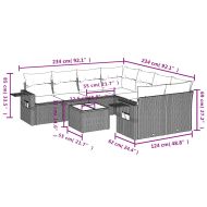 Градински комплект диван с възглавници 9 части кафяв полиратан