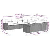 Градински комплект диван с възглавници 10 части кафяв полиратан