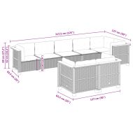 Градински диван с възглавници, 8 части, бежов полиратан