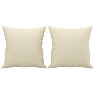 Комплект дивани от 3 части с възглавници кремав изкуствена кожа