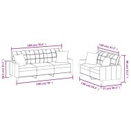 Комплект дивани от 2 части с възглавници кремав изкуствена кожа