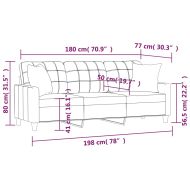 3-местен диван с възглавници, кремав, 180 см, изкуствена кожа