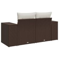 Градински диван с възглавници 2-местен кафяв полиратан