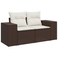 Градински комплект диван с възглавници 10 части кафяв полиратан