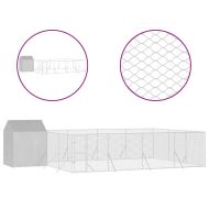 Външна клетка за куче с покрив сребриста 10x6x2,5 м стомана