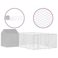 Външна клетка за куче с покрив сребриста 6x6x2,5 м стомана