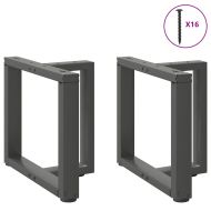 Крака за масичка за кафе, Т-образни, 2 бр., антрацит, 50x25x(42-43) см, стомана
