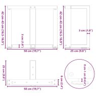 Крака за масичка за кафе, Т-образни, 2 бр., антрацит, 50x25x(42-43) см, стомана