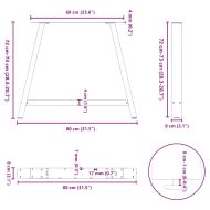 Крака за трапезна маса, А-образни, 2 бр., антрацит, 90x(72-73) см, стомана