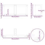 Крака за масичка за кафе, Т-образни, 2 бр., антрацит, 70x25x(30-31) см, стомана