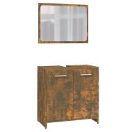 Комплект мебели за баня, опушен дъб, инженерно дърво