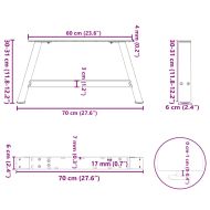 Крака за масичка за кафе, А-образни, 2 бр., черни, 70 x (30-31) см, стомана