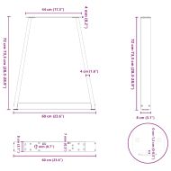 Крака за трапезна маса, V-образни, 2 бр., антрацит, 60x(72-73,3) см, стомана