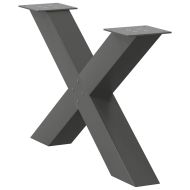 Крака за масичка за кафе, X-образни, 2 бр., антрацит, 70 x (42-43) см, стомана