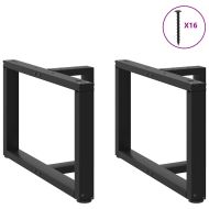 Крака за масичка за кафе, Т-образни, 2 бр., черни, 60x25x(42-43) см, стомана